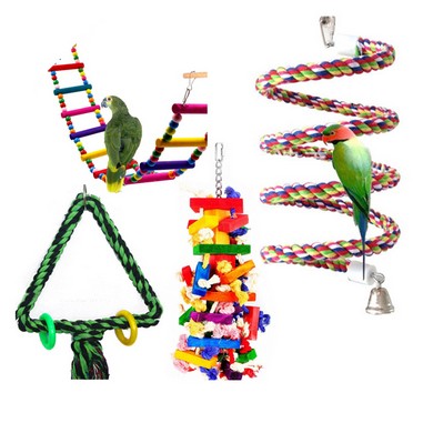 OEM Customized Pure Natural Colorful Bead Cage Parrot Chewing Pet Bird Toy