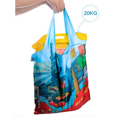 Popular Design Newyork City Polyester Shopping Foldable Bag With Pocket