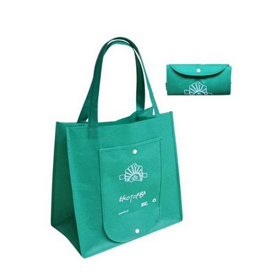 Large Logo Printed Tote Bag Foldable Reusable Shopping Folding Non Woven Bag With Handle