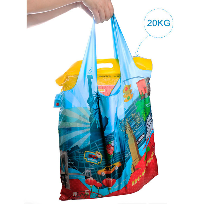 Popular Design Newyork City Polyester Shopping Foldable Bag With Pocket - Image 1