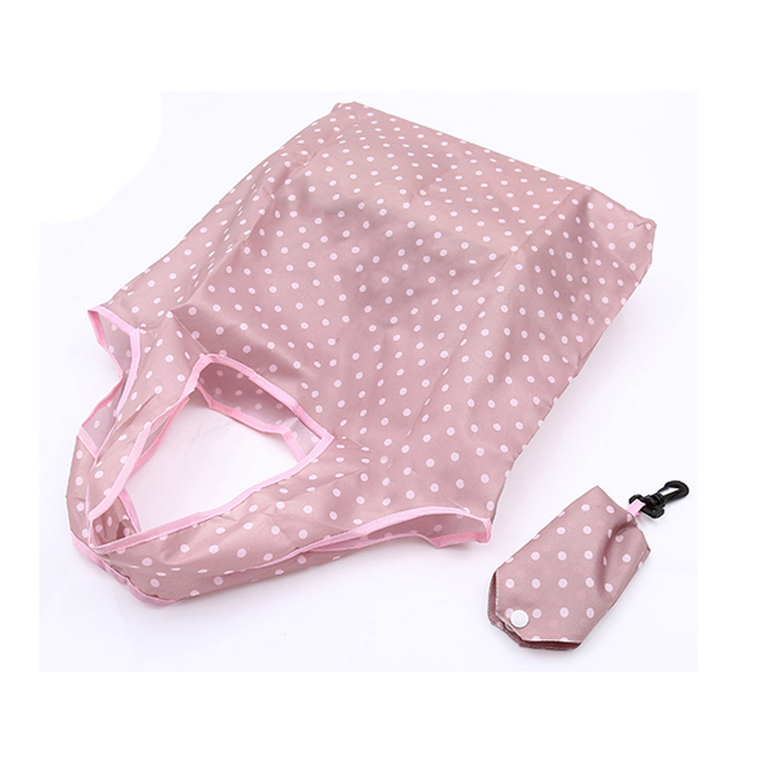 Reusable Custom 190T Nylon Polyester Folding Travel Shopping Tote Bag With Pouch - Image 1