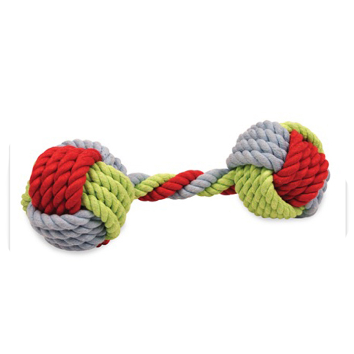 New Candy Color Cotton Rope Dumbbell Pet Toys Pet Products Latex Dog Toy - Image 1