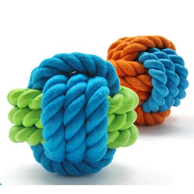 Hot Sale Soft Pet Toy Wave Rope Monkey Fist Knot for Pet Training Ball Puppy Teething Toys Washable Cotton Rope for Dogs