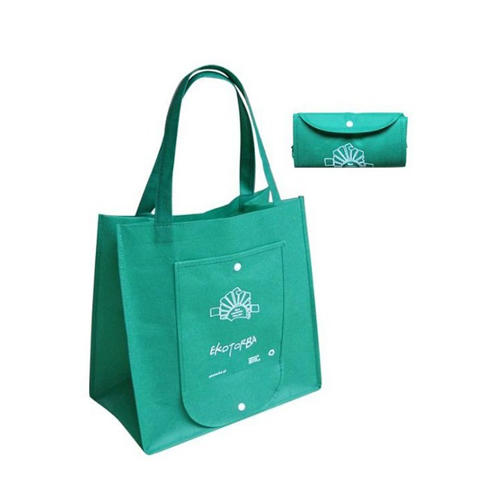 Large Logo Printed Tote Bag Foldable Reusable Shopping Folding Non Woven Bag With Handle - Image 1
